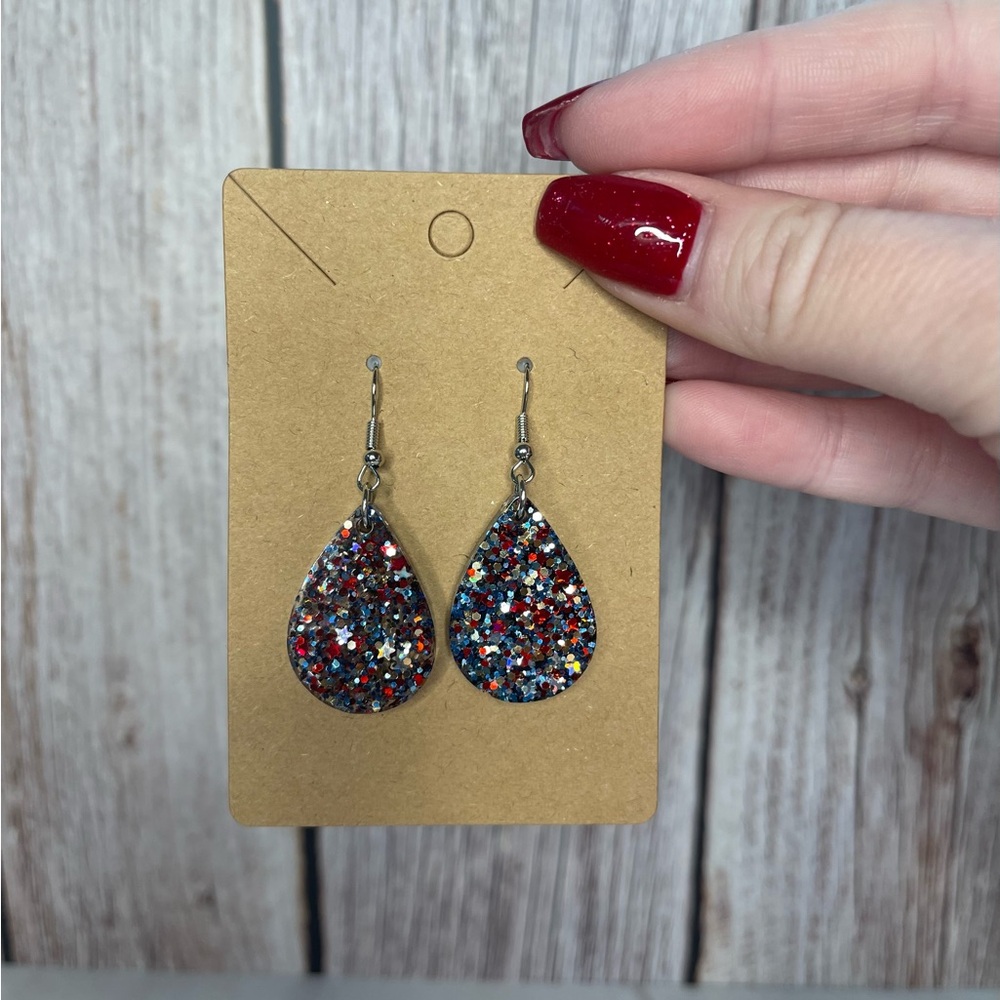 Handmade Patriotic Teardrop Earrings